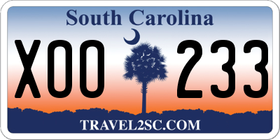 SC license plate XOO233