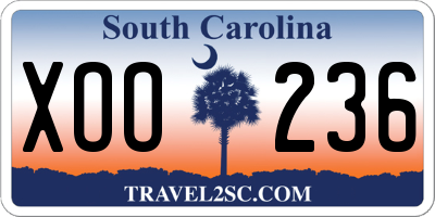 SC license plate XOO236