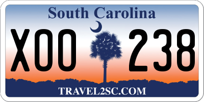SC license plate XOO238
