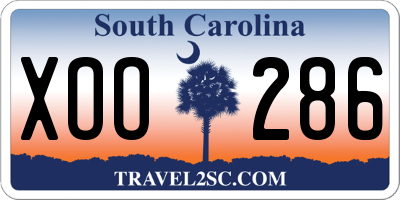 SC license plate XOO286
