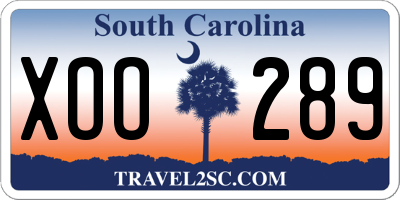 SC license plate XOO289