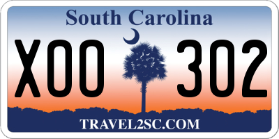 SC license plate XOO302