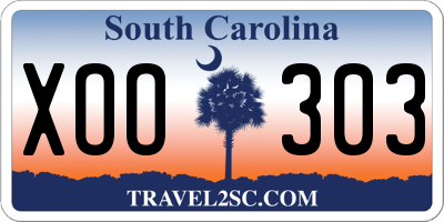 SC license plate XOO303