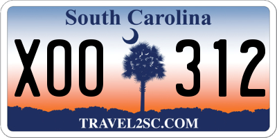 SC license plate XOO312