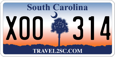 SC license plate XOO314