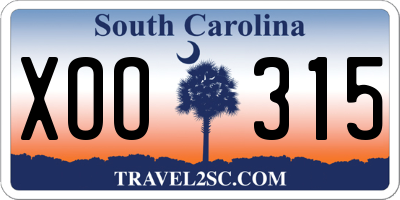 SC license plate XOO315