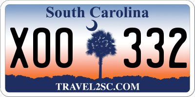 SC license plate XOO332