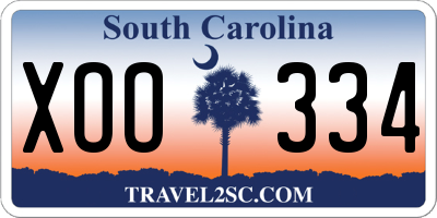 SC license plate XOO334