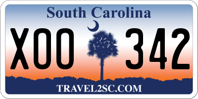 SC license plate XOO342