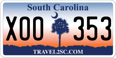 SC license plate XOO353