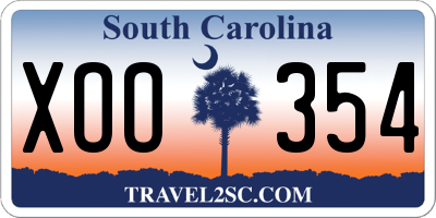 SC license plate XOO354