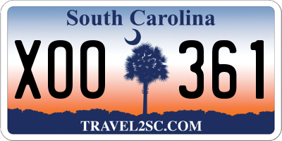 SC license plate XOO361