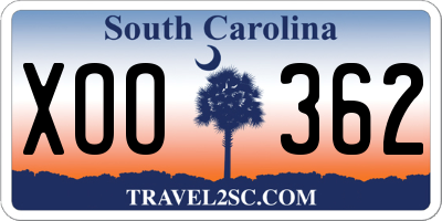 SC license plate XOO362