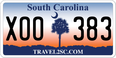 SC license plate XOO383