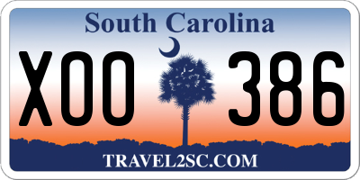 SC license plate XOO386