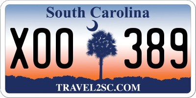 SC license plate XOO389