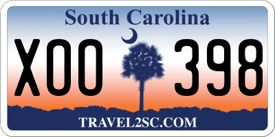 SC license plate XOO398