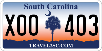 SC license plate XOO403