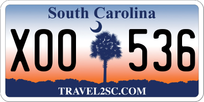 SC license plate XOO536