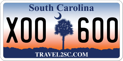 SC license plate XOO600