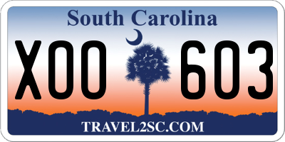 SC license plate XOO603