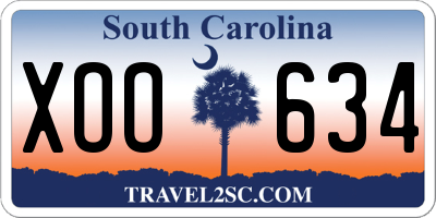 SC license plate XOO634