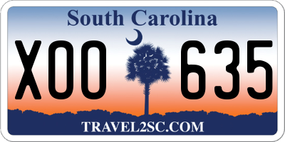 SC license plate XOO635