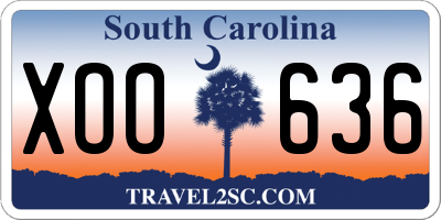 SC license plate XOO636
