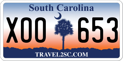 SC license plate XOO653