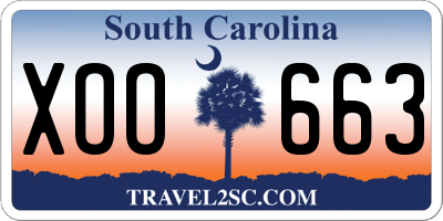SC license plate XOO663