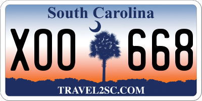 SC license plate XOO668