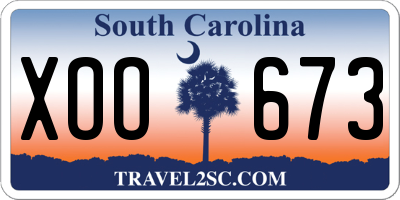 SC license plate XOO673