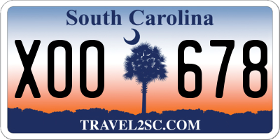 SC license plate XOO678