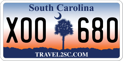 SC license plate XOO680