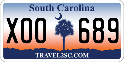 SC license plate XOO689