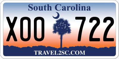 SC license plate XOO722