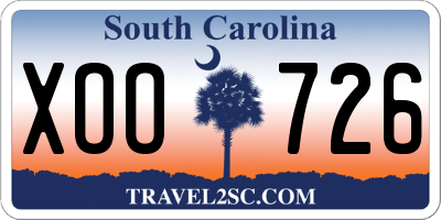 SC license plate XOO726