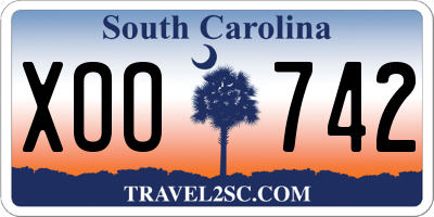 SC license plate XOO742