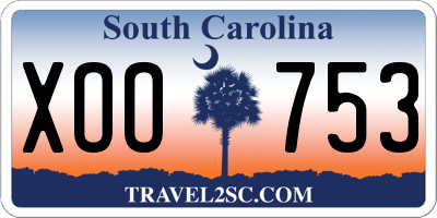 SC license plate XOO753