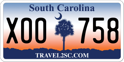 SC license plate XOO758