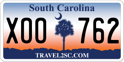 SC license plate XOO762