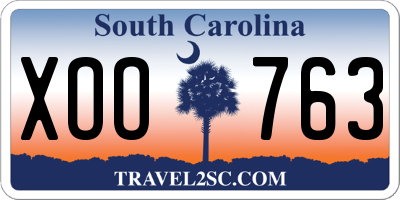 SC license plate XOO763