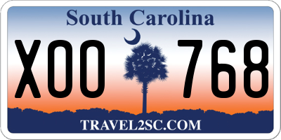 SC license plate XOO768