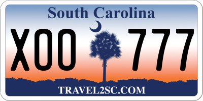 SC license plate XOO777