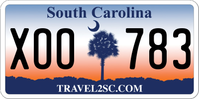 SC license plate XOO783