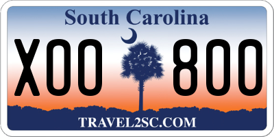 SC license plate XOO800