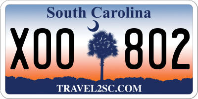 SC license plate XOO802