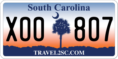 SC license plate XOO807