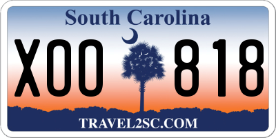 SC license plate XOO818