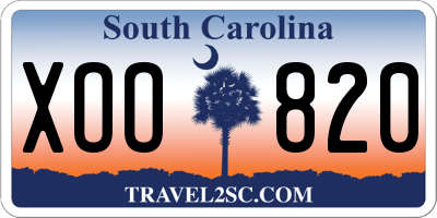 SC license plate XOO820